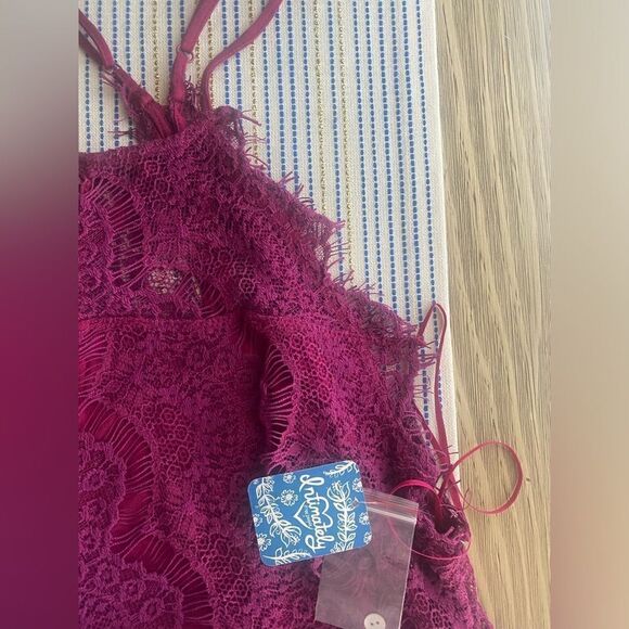 NWT Free People Dahlia Purple Floral Lace Dress Womens Large intimately - Picture 12 of 13